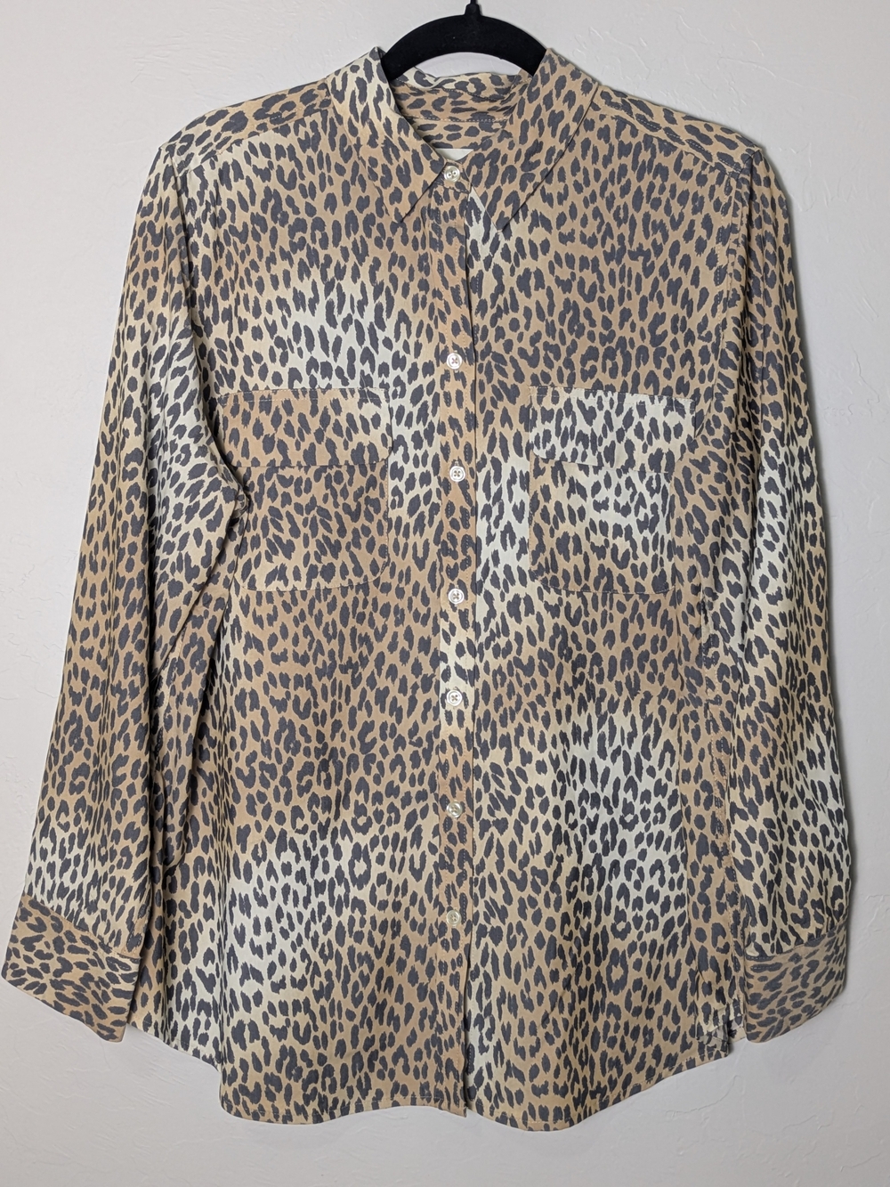 Chico's Leopard Print Button-Down Shirt in Tan/Black S:2/L